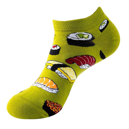 Boat sock man, summer and spring short socks for women, light-crowned short style stockings, oil painting avocado trend stockings, wholesale for sale