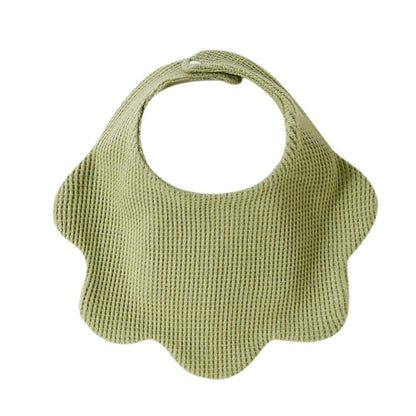 Pure cotton waffle-style water towel baby flower-shaped bib for summer 360-degree rotation newborn cover-up cute solid color