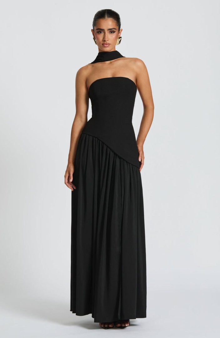 Sexy off-the-shoulder backless slit elegant high-end dress