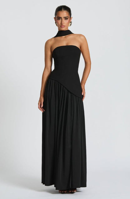 Sexy off-the-shoulder backless slit elegant high-end dress
