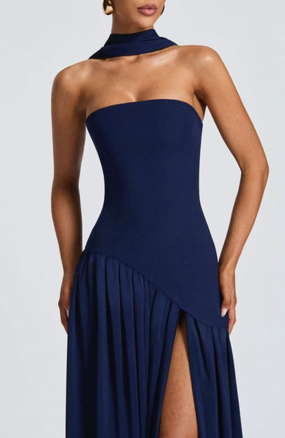 Sexy off-the-shoulder backless slit elegant high-end dress